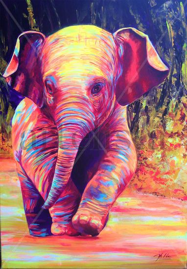 A pasos de elefante Acrylic Canvas Animals