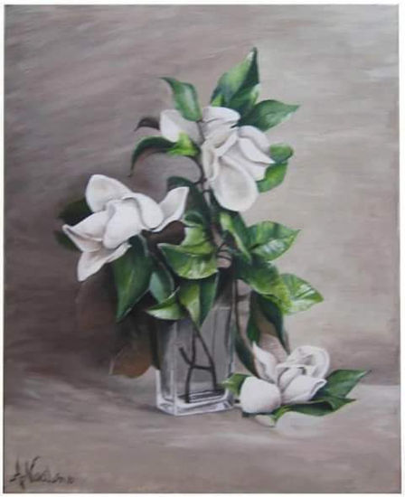 flor de magnolio Acrylic Canvas Still Life Paintings