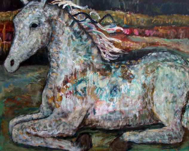 Un verso para un Caballo Blanco Acrylic Canvas Figure Painting