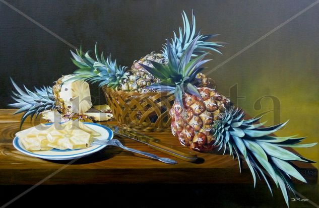 Cesta con Piñas Oil Canvas Still Life Paintings