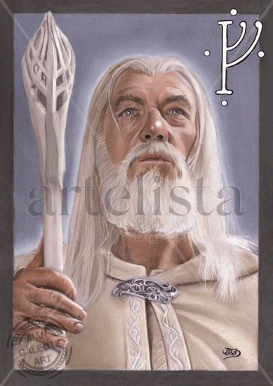 Gandalf el blanco Pastel Papel Retrato