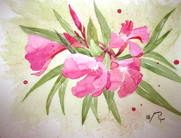 adelfas Watercolour Paper Floral Painting