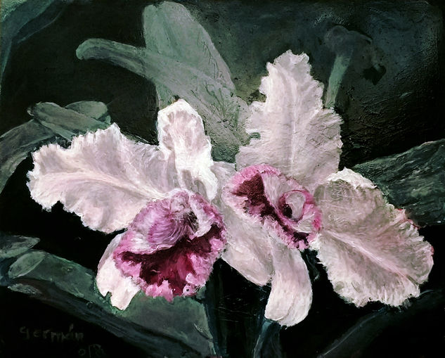 orquídea Oil Panel Floral Painting