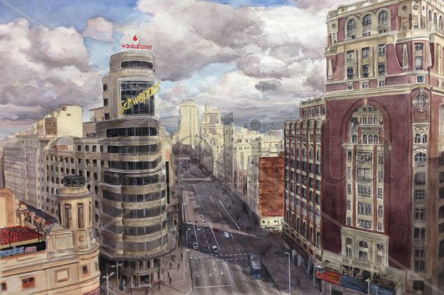 Gran Vía en Acuarela Watercolour Paper Landscaping