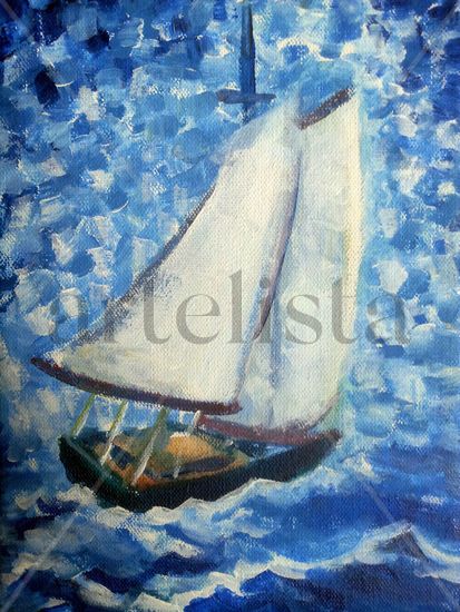 bote chico Acrylic Canvas Marine Painting