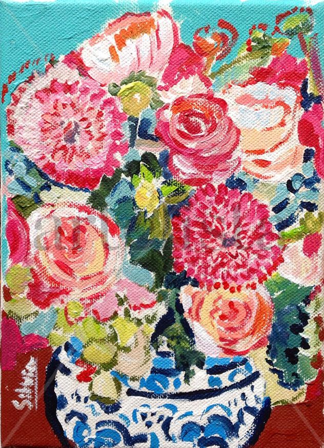 Pequeño jarrón con flores I