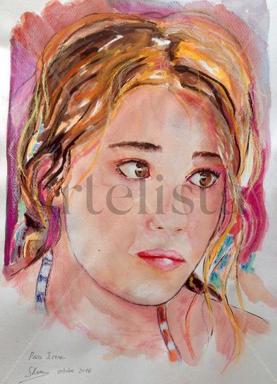 Retrato de Irene Mixed media Paper Portrait