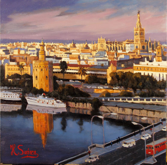 SEVILLA.- LAS DOS TORRES Oil Canvas Landscaping