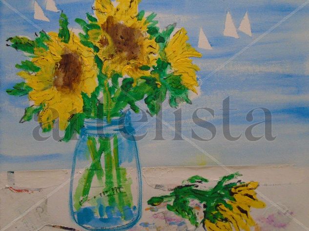 GIRASOLES. Acrylic Canvas Floral Painting