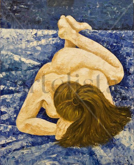 Mujer en azul Oil Canvas Figure Painting