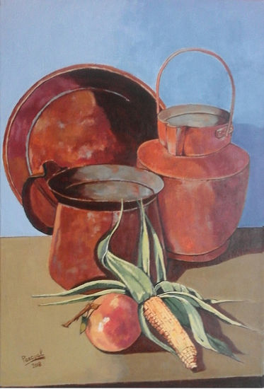 CALDEROS Y FRUTAS Acrylic Canvas Still Life Paintings