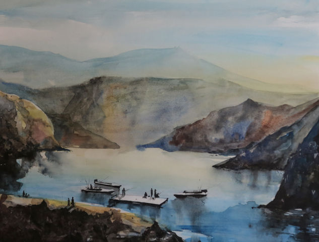 Lanchas Watercolour Paper Marine Painting