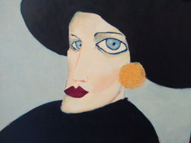 mujer con sombrero Oil Paper Figure Painting