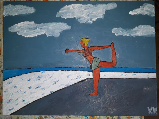 Ejercicios de yoga Oil Canvas Figure Painting