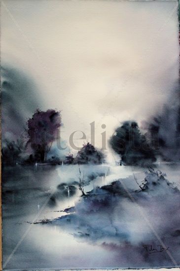 Esencia gris Acuarela Papel Paisaje