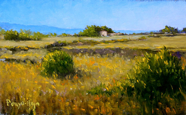 Campo en tiempo de cosecha Oil Canvas Landscaping