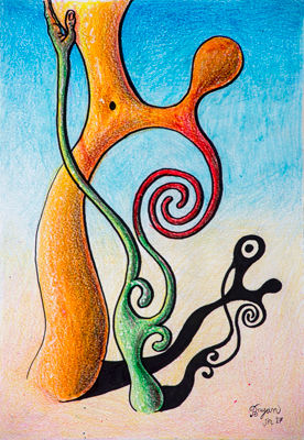Beso pareja biomorfa
