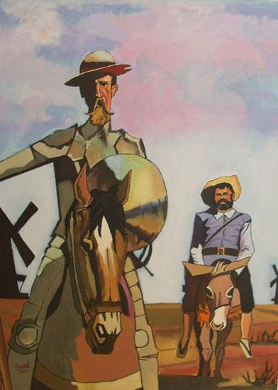 Don Quijote (copia) Mixed media Paper Figure Painting