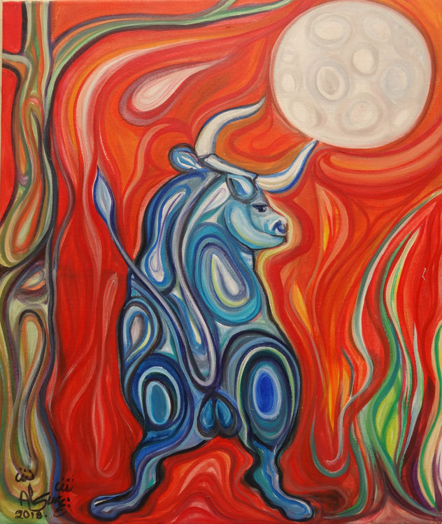 Toro enamorado de la luna