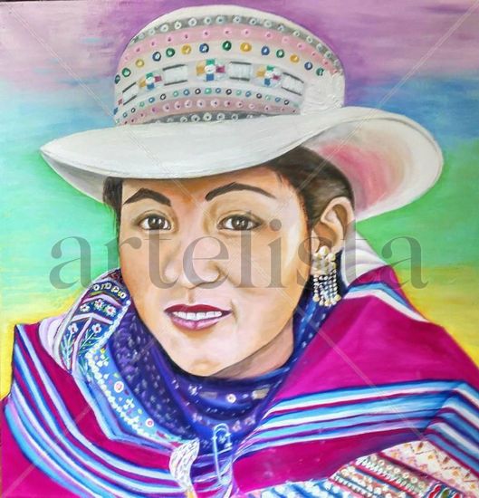 Mujeres del mundo. Mujer peruana Oil Canvas Portrait