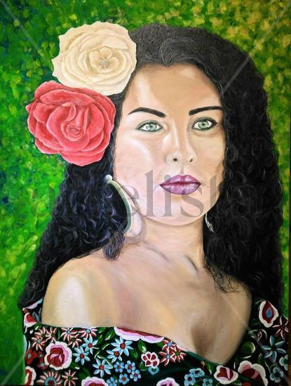 Mujeres del mundo. Mujer española Óleo Lienzo Retrato