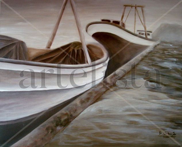 Detalle del Puerto de Peñíscola Oil Canvas Marine Painting