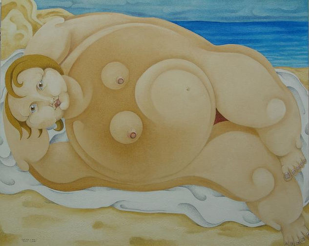 Johanna en la playa Oil Canvas Figure Painting