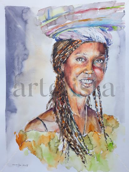 VENDEDORA AMBULANTE Watercolour Paper Portrait