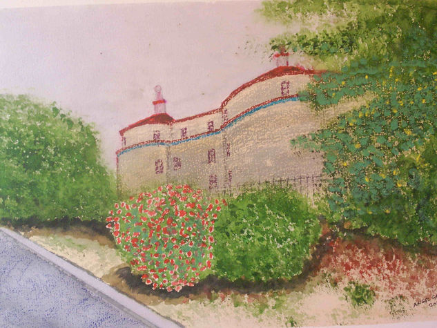 parcial del castillo de villaviciosa de odon Watercolour Card Landscaping