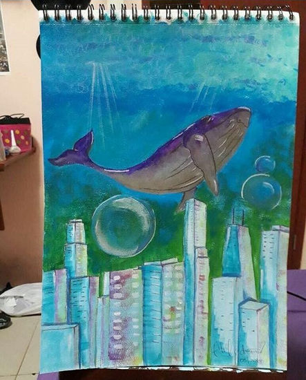 Bajo el agua Acrylic Card Marine Painting