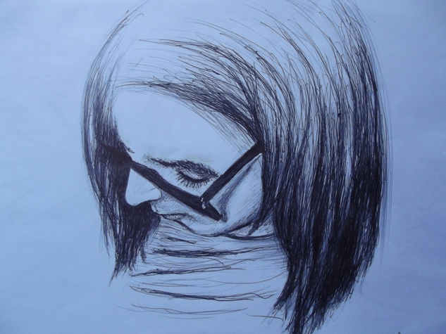 retrato de gladys, año 2014, constitucion, chile. Pencil