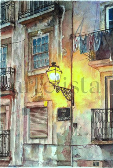 Rua do Salvador Watercolour Paper Figure Painting