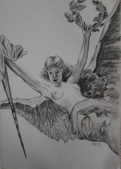 angel caido, año 2015, constitucion, chile. Charcoal