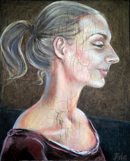 Vanesa de perfil Óleo Lienzo Retrato