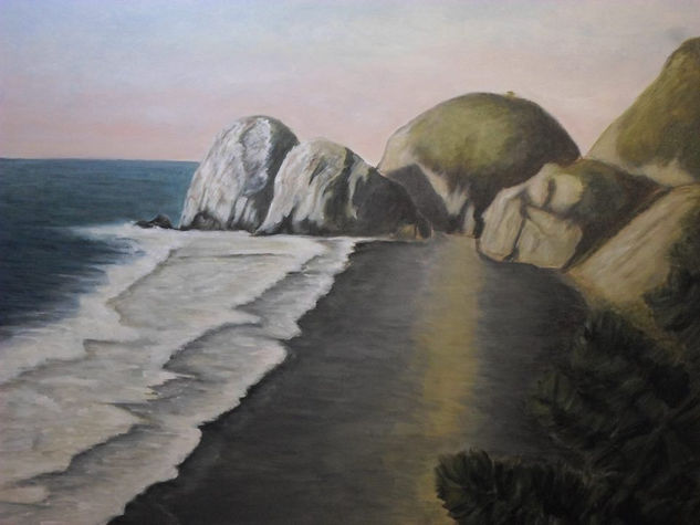 Roca de calabocillos, (CLAUDIO ROLDAN, CONSTITUCION , CHILE) Acrylic Textile Marine Painting