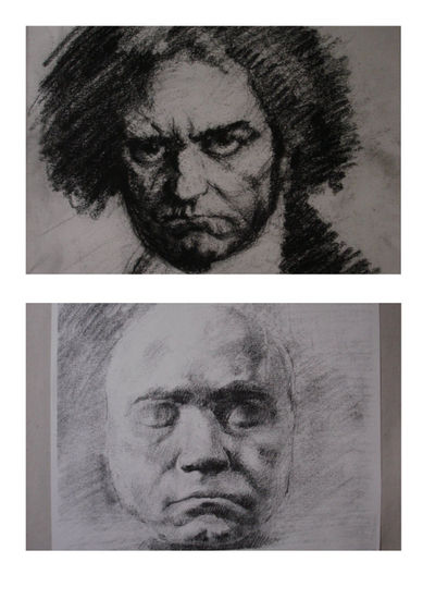 lote XI_retrato y máscara de Beethoven Charcoal