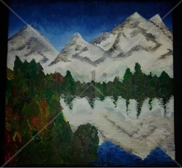 Reflection of Mountains Oil Canvas Landscaping