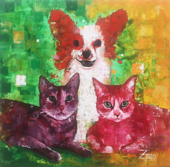 Luna, Agata y Ciby Acrylic Canvas Portrait