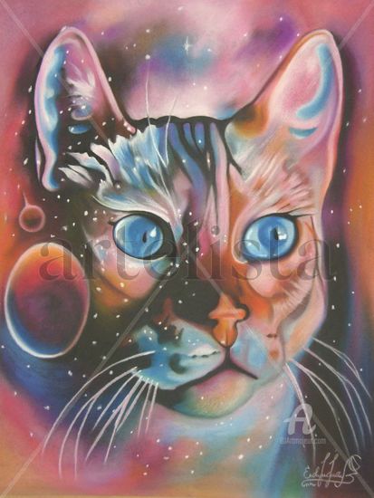 Gato Lunar Pastel Papel Animales