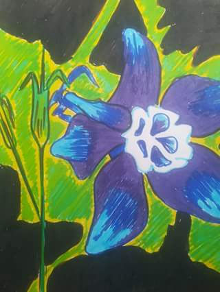 flor, año 2020, constitución, chile. Felt-tip pen Card Floral Painting