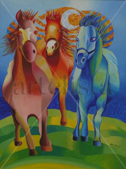 Carrera de Caballos Acrylic Canvas Animals