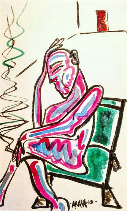 Desnudo y fumando