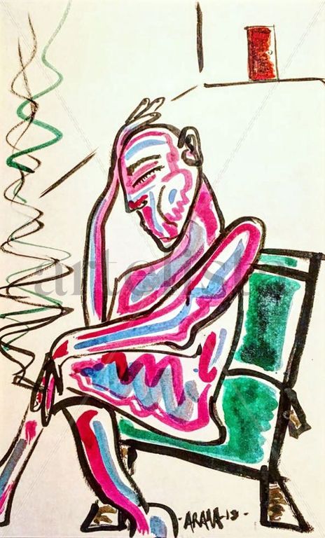Desnudo y fumando