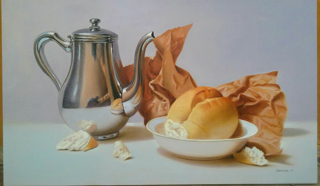 pan y cafe Oil Canvas Still Life Paintings