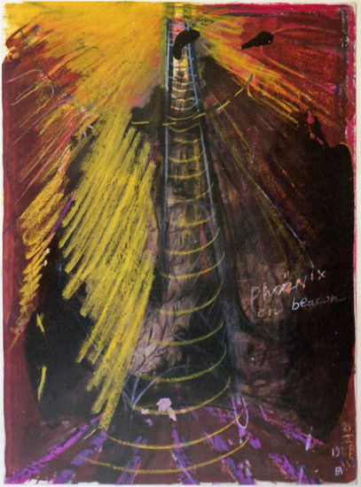 #193 Phoenix on beacon   21.III.1988 Mixed Media