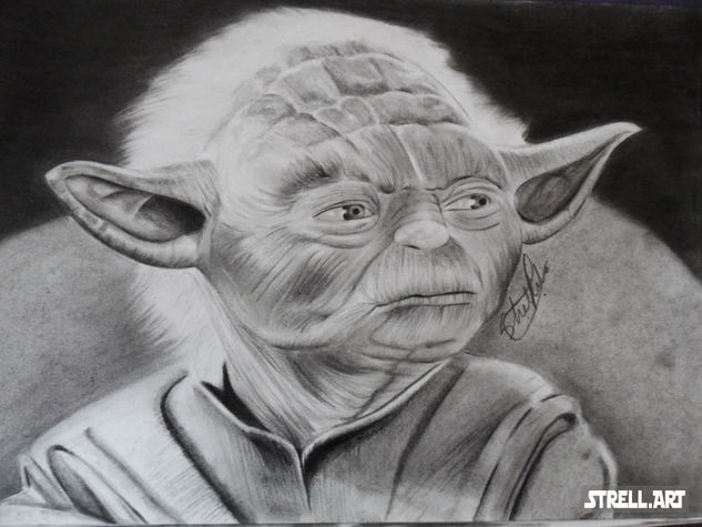 RETRATO A CARBONCILLO DE YODA - STAR WARS Charcoal