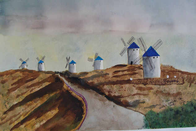 Molinos de viento Watercolour Card Landscaping