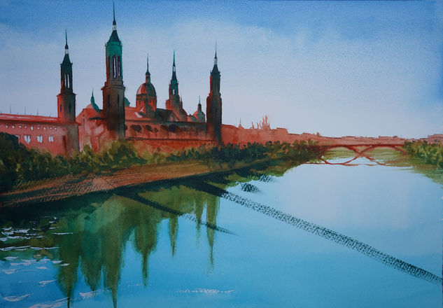 El Ebro guarda silencio II Watercolour Paper Landscaping