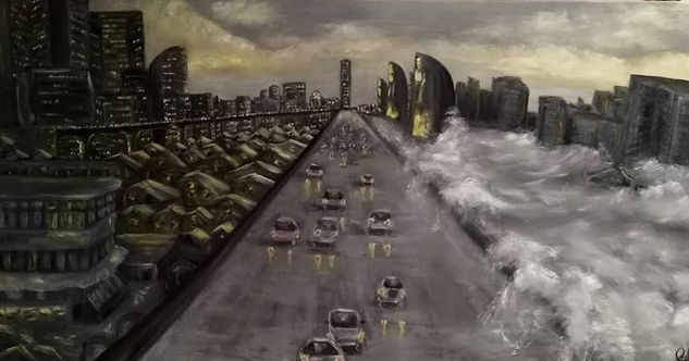 El tiempo agotándose. Oil Canvas Landscaping