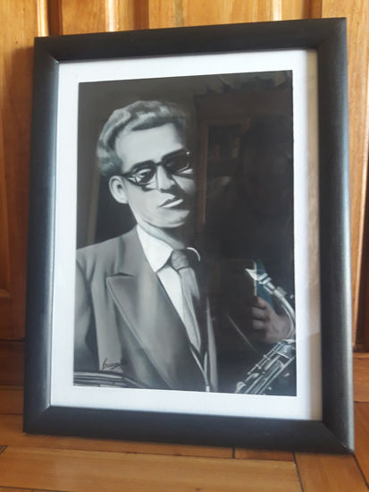 Lee Konitz Pastel Panel Portrait